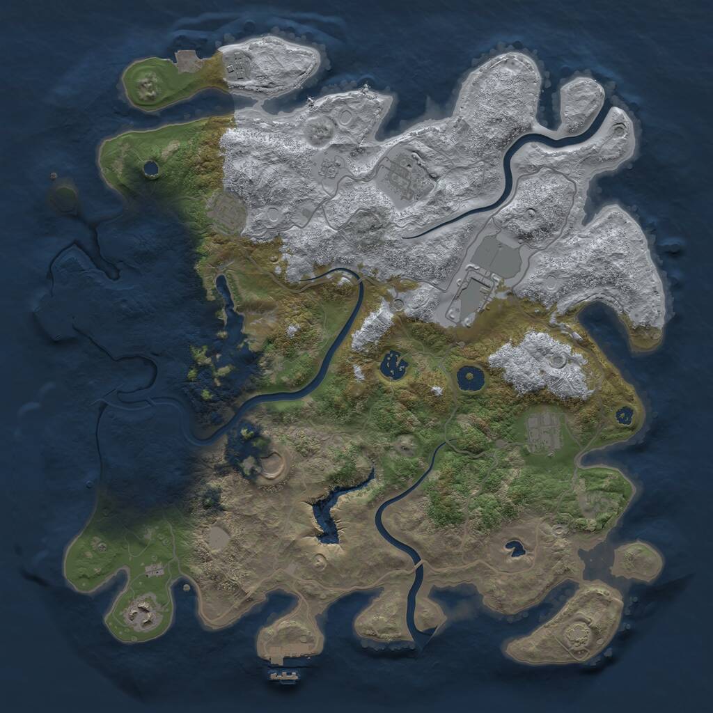 Rust Map: Procedural Map, Size: 4000, Seed: 998180, 14 Monuments