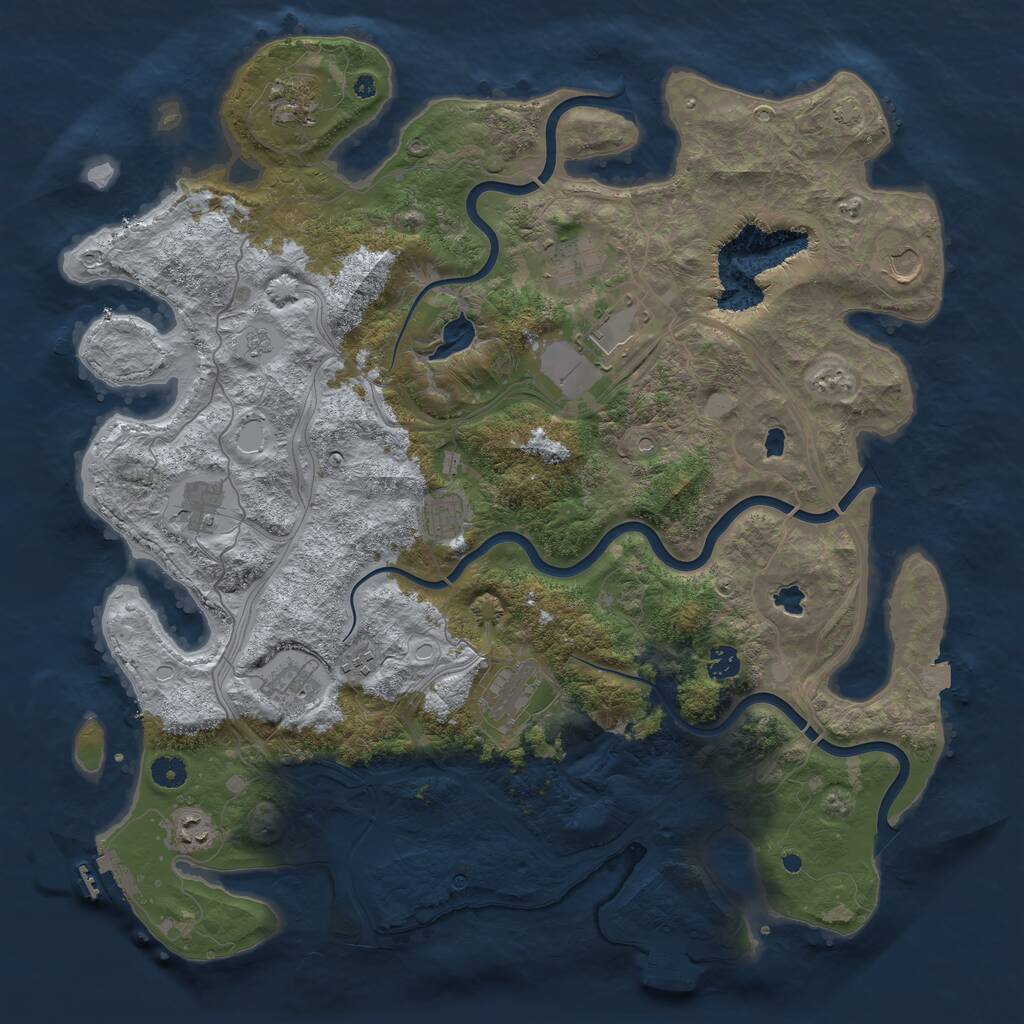 Rust Map: Procedural Map, Size: 4500, Seed: 877712140, 17 Monuments