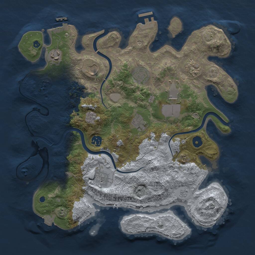 Rust Map: Procedural Map, Size: 3600, Seed: 110718044, 15 Monuments