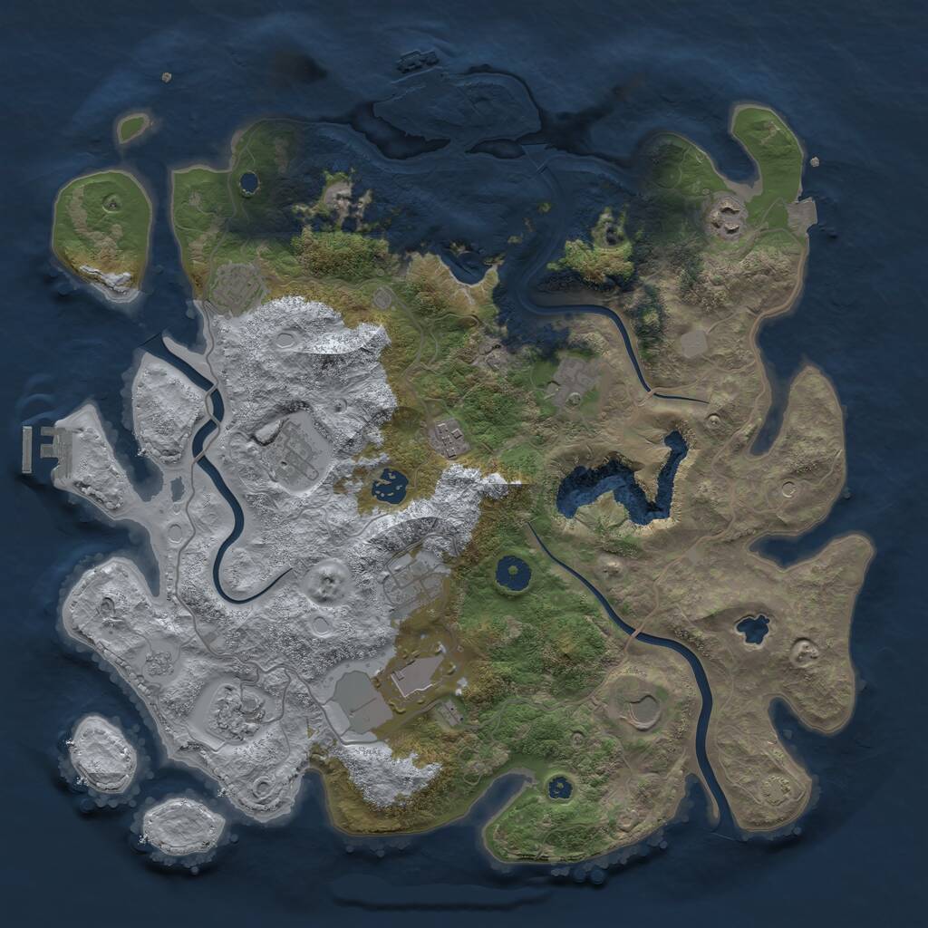 Rust Map: Procedural Map, Size: 4000, Seed: 705884141, 16 Monuments