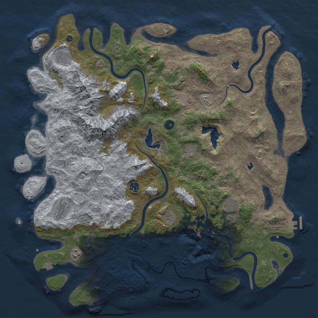 Rust Map: Procedural Map, Size: 5000, Seed: 23743, 16 Monuments