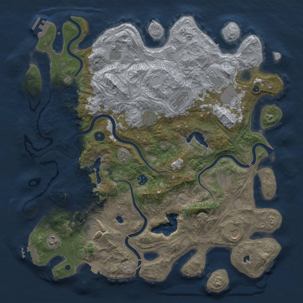 Rust Map: Procedural Map, Size: 4500, Seed: 1253225920, 16 Monuments