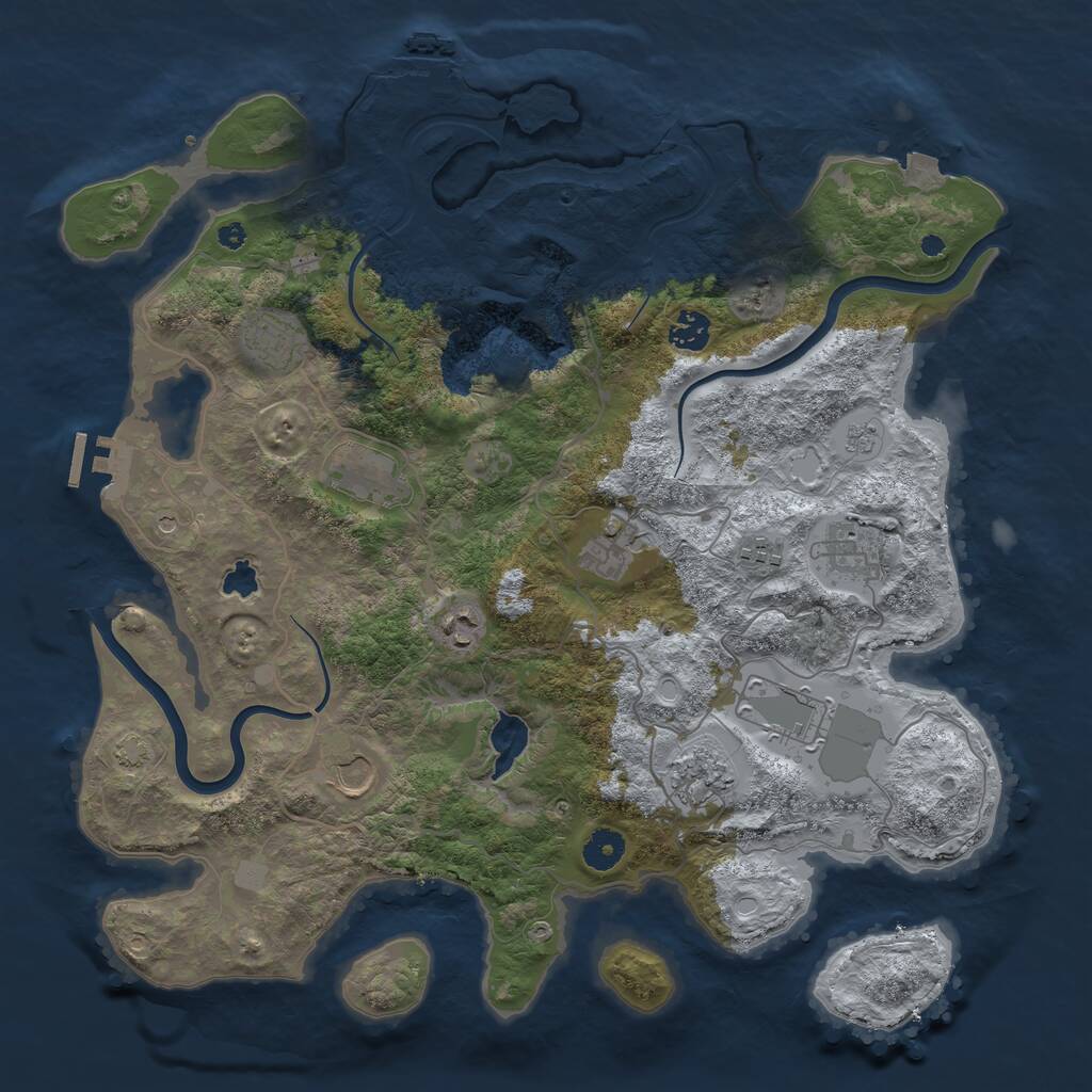 Rust Map: Procedural Map, Size: 4000, Seed: 1253403289, 16 Monuments