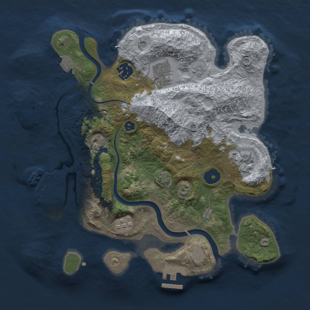 Rust Map: Procedural Map, Size: 3000, Seed: 5264743, 10 Monuments