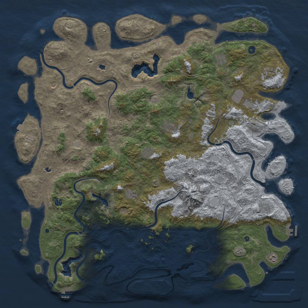 Rust Map: Procedural Map, Size: 6000, Seed: 1234588, 17 Monuments