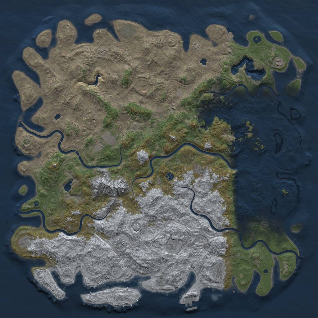 Rust Map: Procedural Map, Size: 6000, Seed: 15703206, 17 Monuments