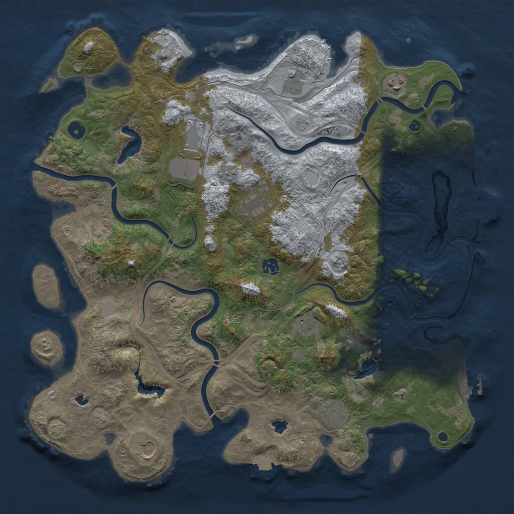 Rust Map: Procedural Map, Size: 4500, Seed: 1095814844, 15 Monuments