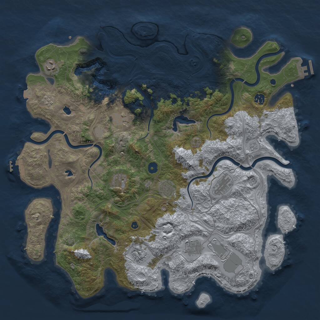 Rust Map: Procedural Map, Size: 4500, Seed: 286616157, 16 Monuments