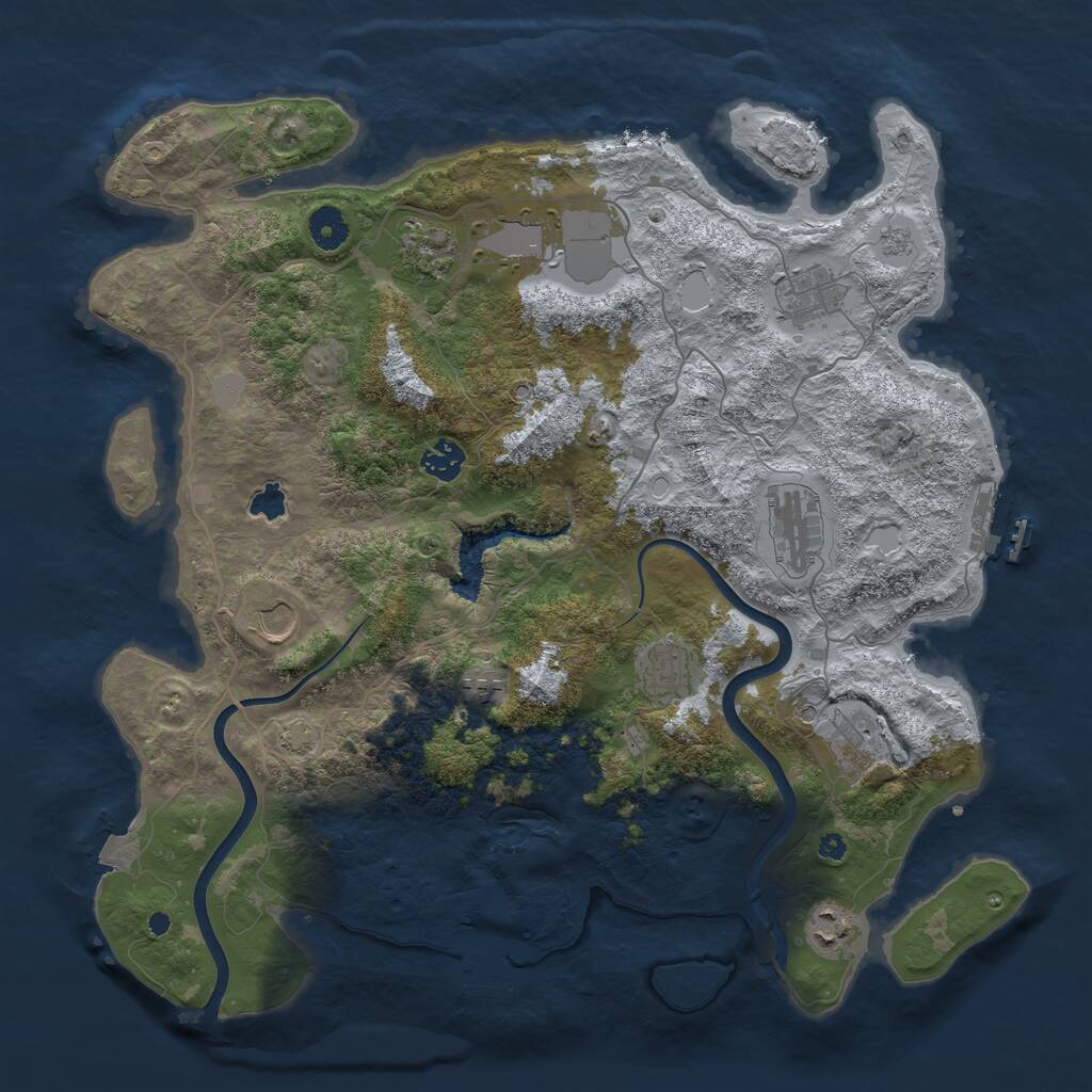 Rust Map: Procedural Map, Size: 4000, Seed: 1247588763, 16 Monuments