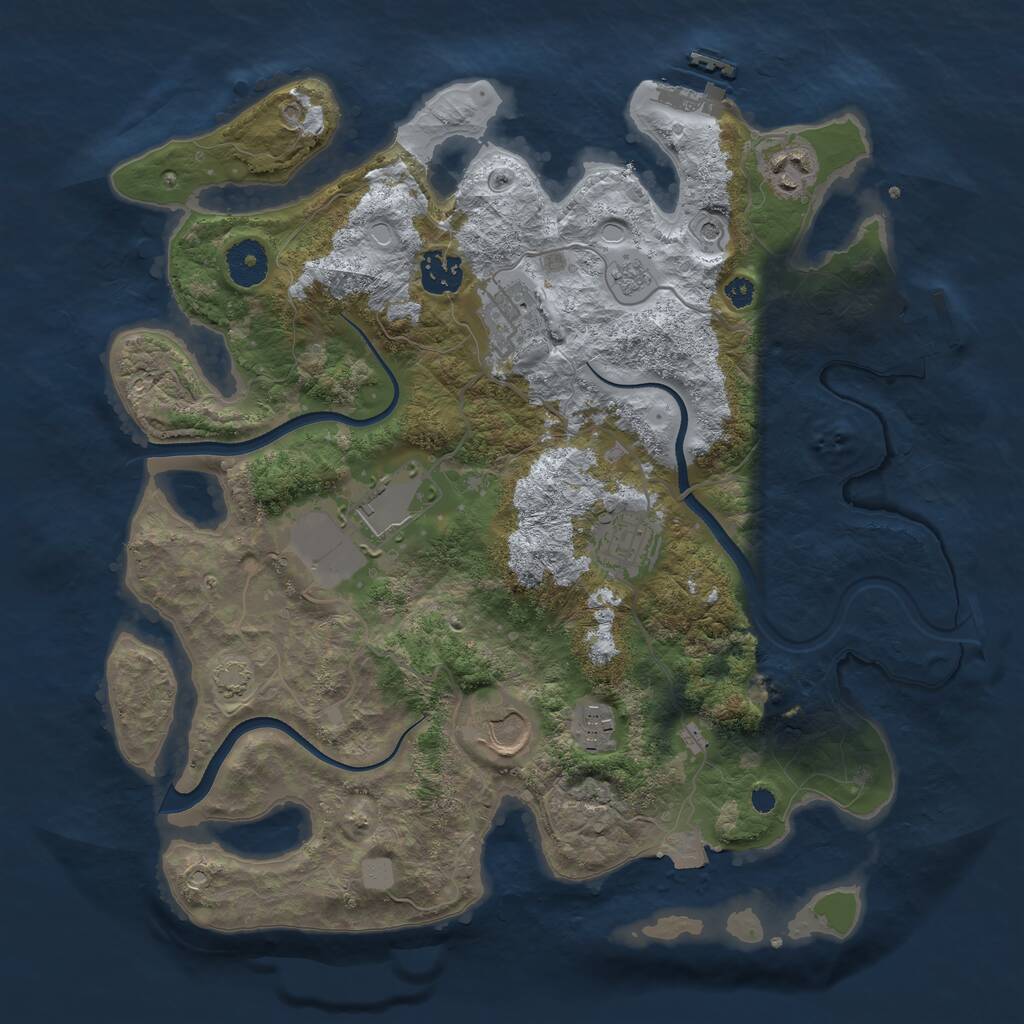 Rust Map: Procedural Map, Size: 3500, Seed: 95816093, 13 Monuments