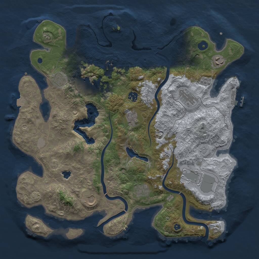 Rust Map: Procedural Map, Size: 4000, Seed: 750479841, 16 Monuments