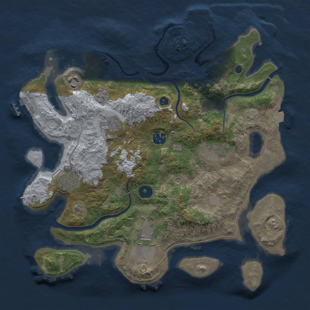 Rust Map: Procedural Map, Size: 3500, Seed: 1578780035, 13 Monuments