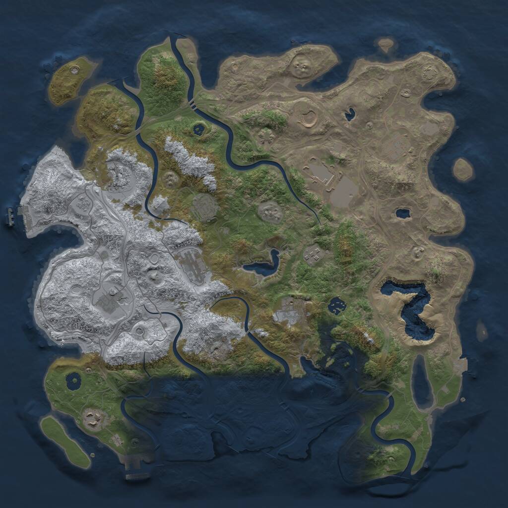 Rust Map: Procedural Map, Size: 4500, Seed: 1846986612, 17 Monuments