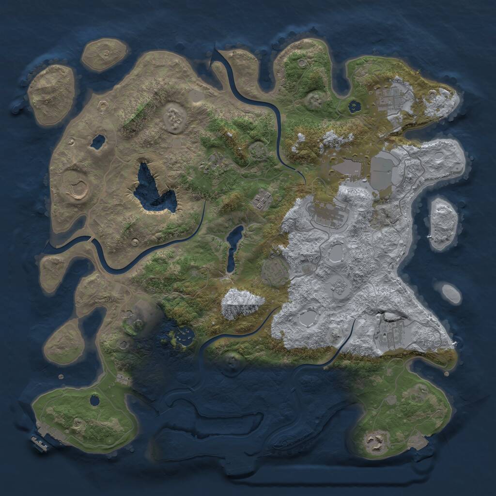 Rust Map: Procedural Map, Size: 4000, Seed: 747771119, 17 Monuments