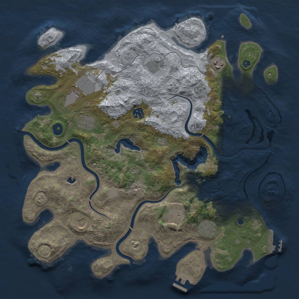 Rust Map: Procedural Map, Size: 4000, Seed: 2129881410, 15 Monuments