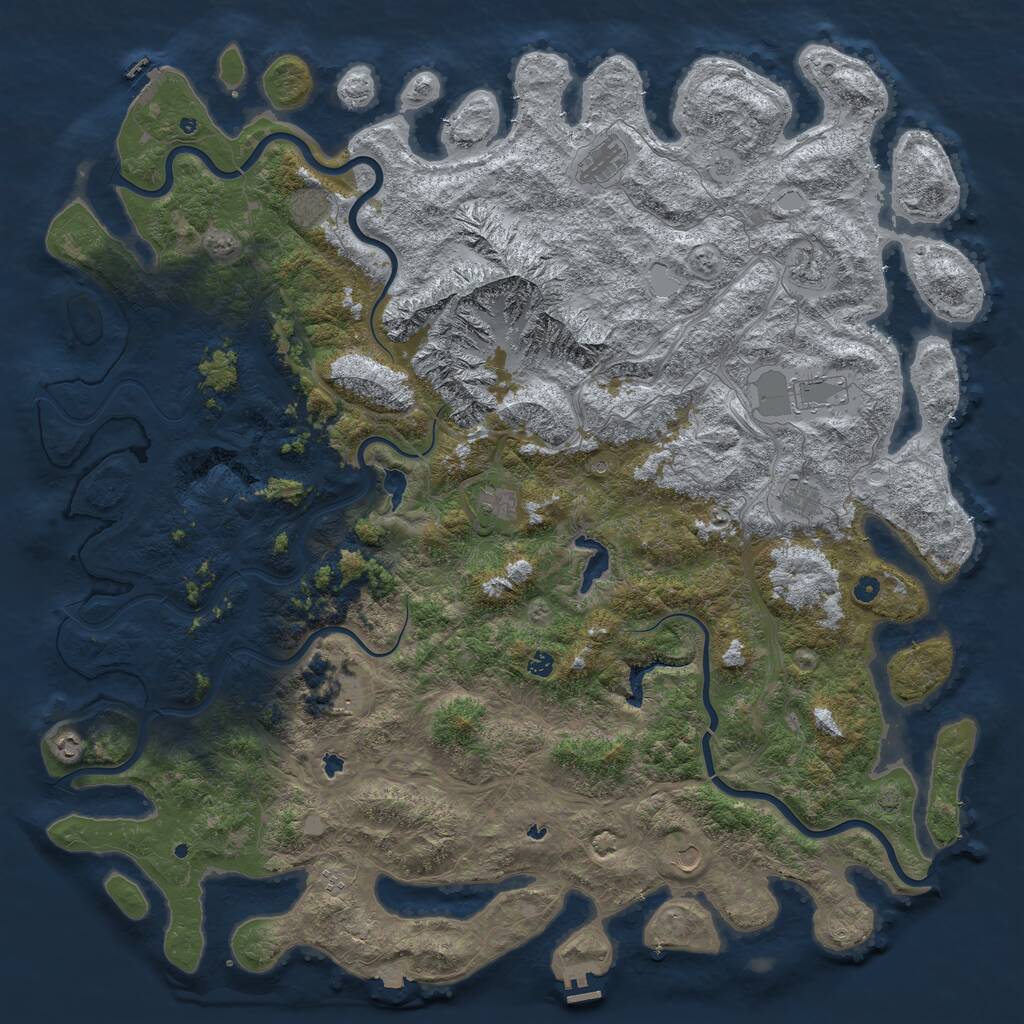 Rust Map: Procedural Map, Size: 6000, Seed: 39872344, 17 Monuments