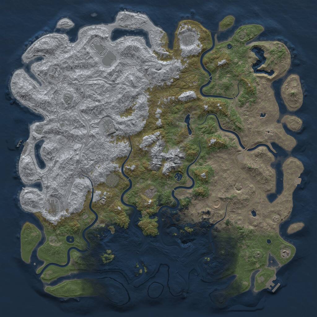 Rust Map: Procedural Map, Size: 6000, Seed: 1068411956, 17 Monuments