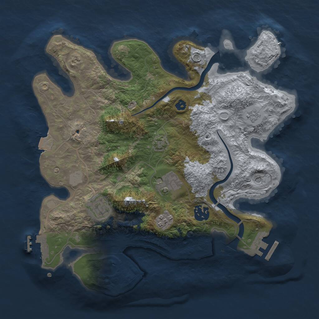 Rust Map: Procedural Map, Size: 3000, Seed: 27306, 10 Monuments