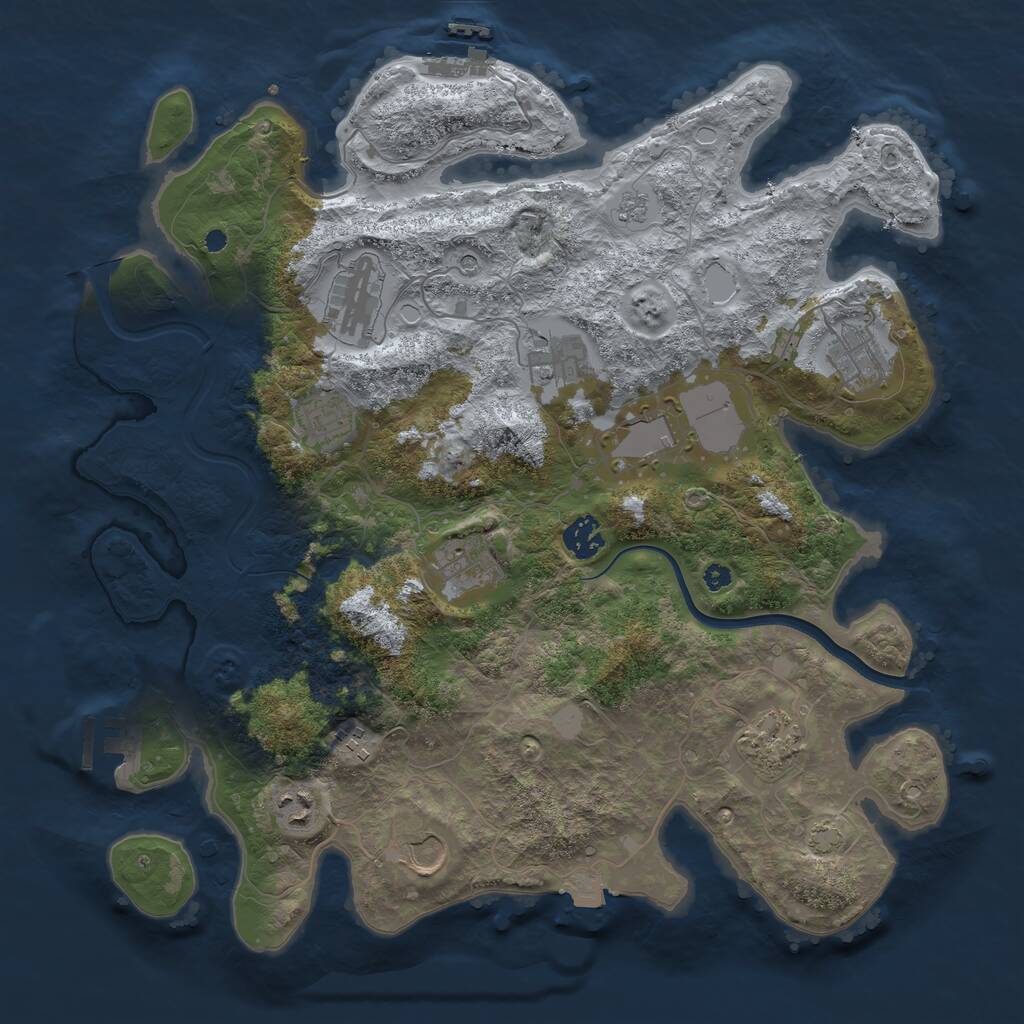 Rust Map: Procedural Map, Size: 3800, Seed: 99077693, 17 Monuments