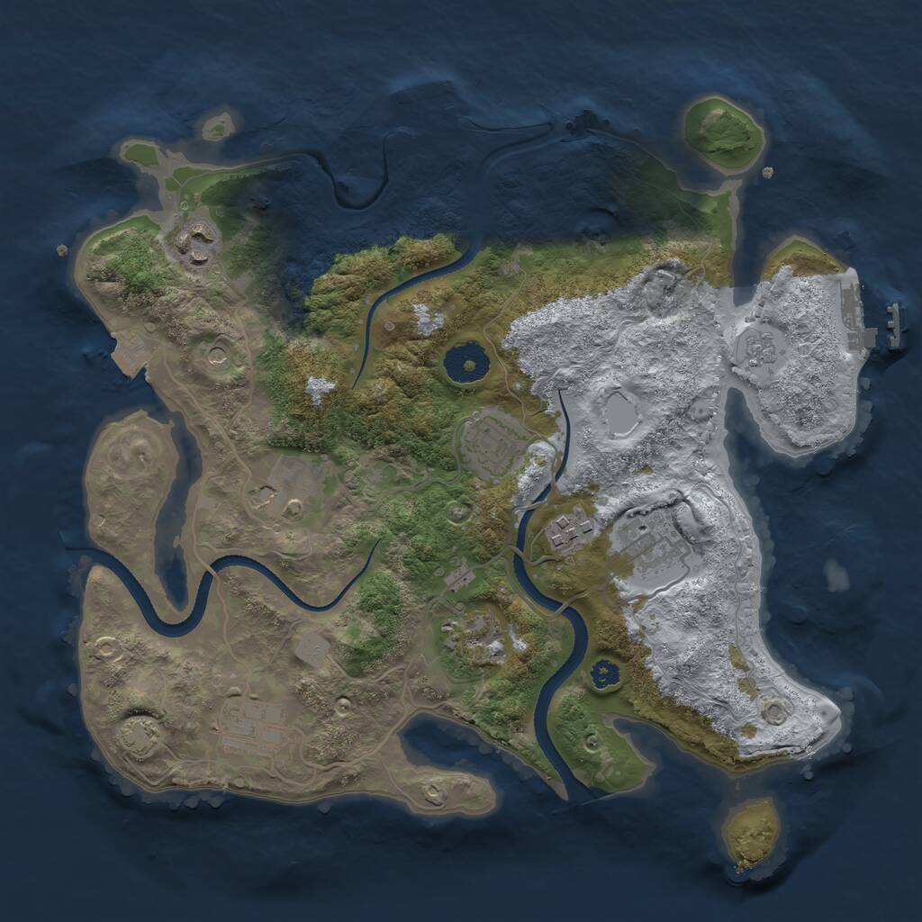 Rust Map: Procedural Map, Size: 3250, Seed: 91032123, 13 Monuments