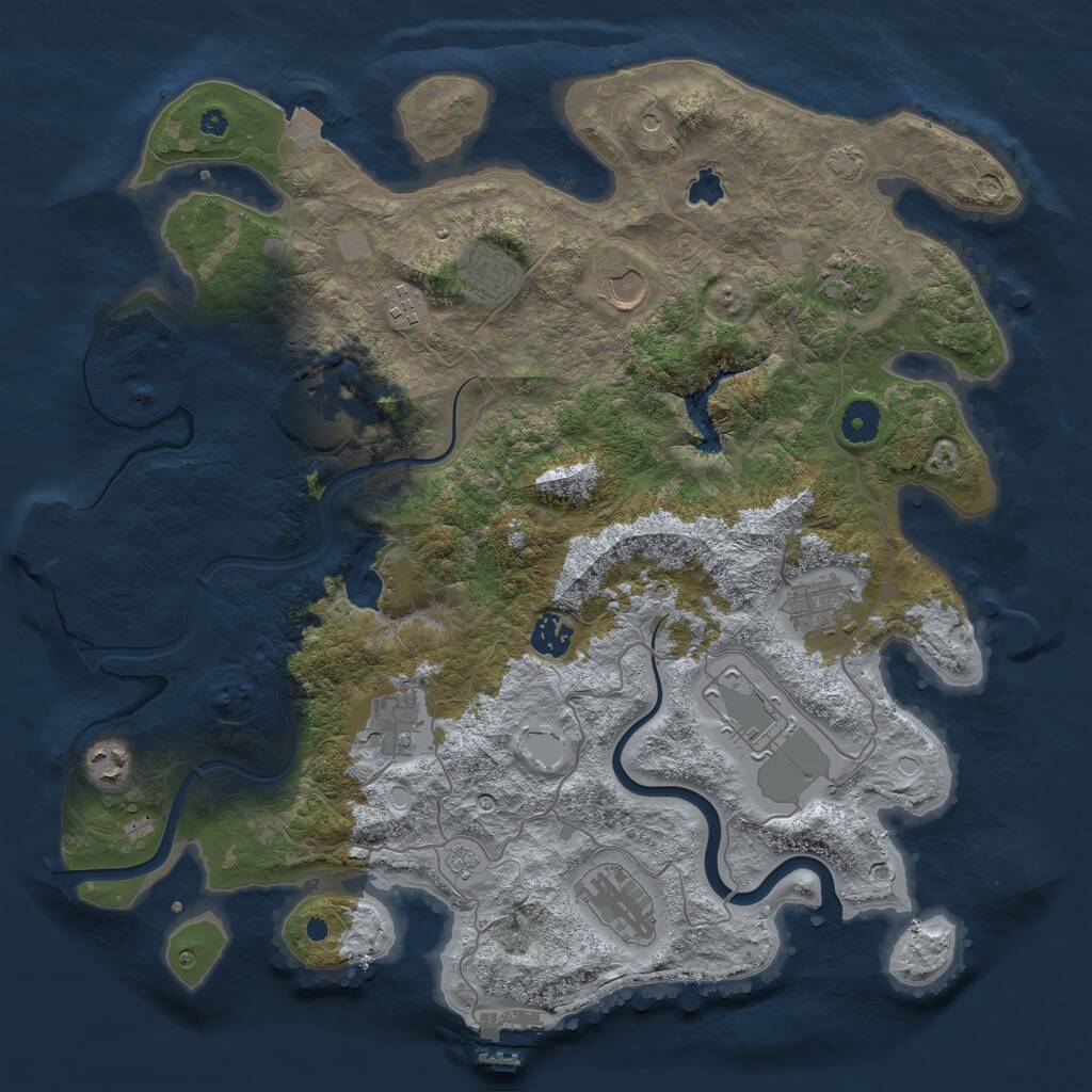 Rust Map: Procedural Map, Size: 4000, Seed: 1794593661, 17 Monuments