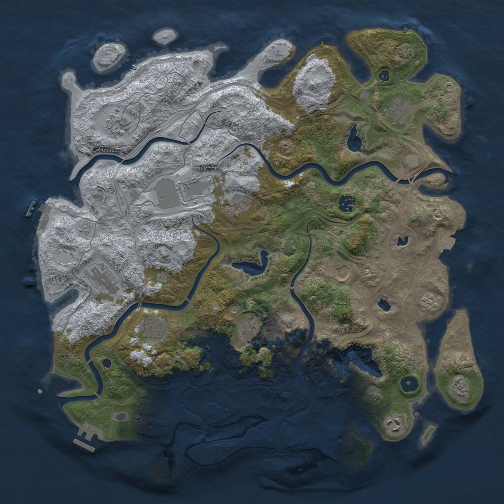 Rust Map: Procedural Map, Size: 4500, Seed: 1398463309, 17 Monuments