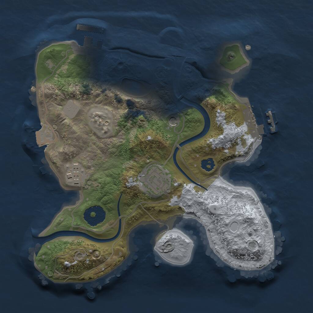 Rust Map: Procedural Map, Size: 2300, Seed: 620510468, 6 Monuments