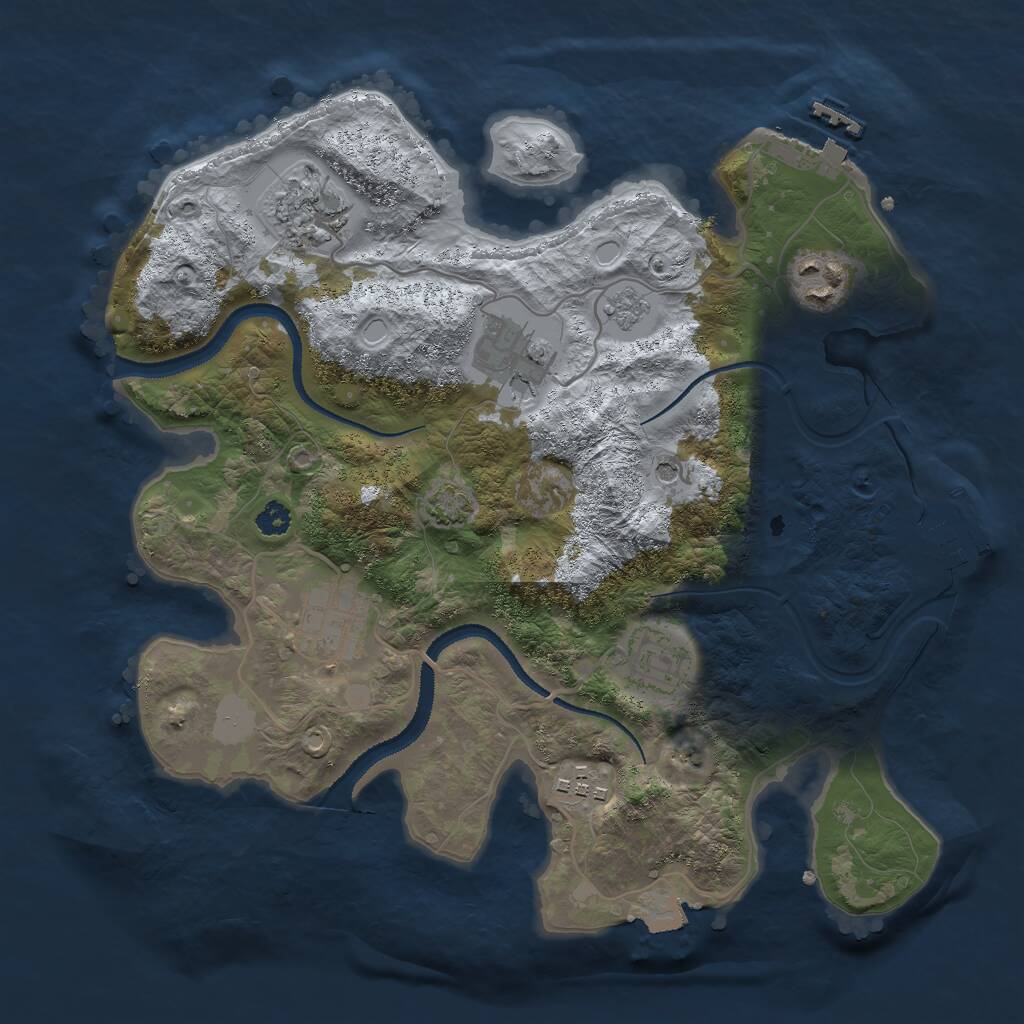 Rust Map: Procedural Map, Size: 3000, Seed: 1957702543, 12 Monuments
