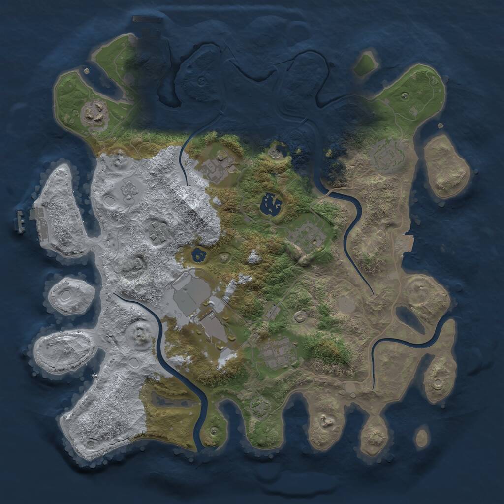 Rust Map: Procedural Map, Size: 3500, Seed: 87689645, 14 Monuments