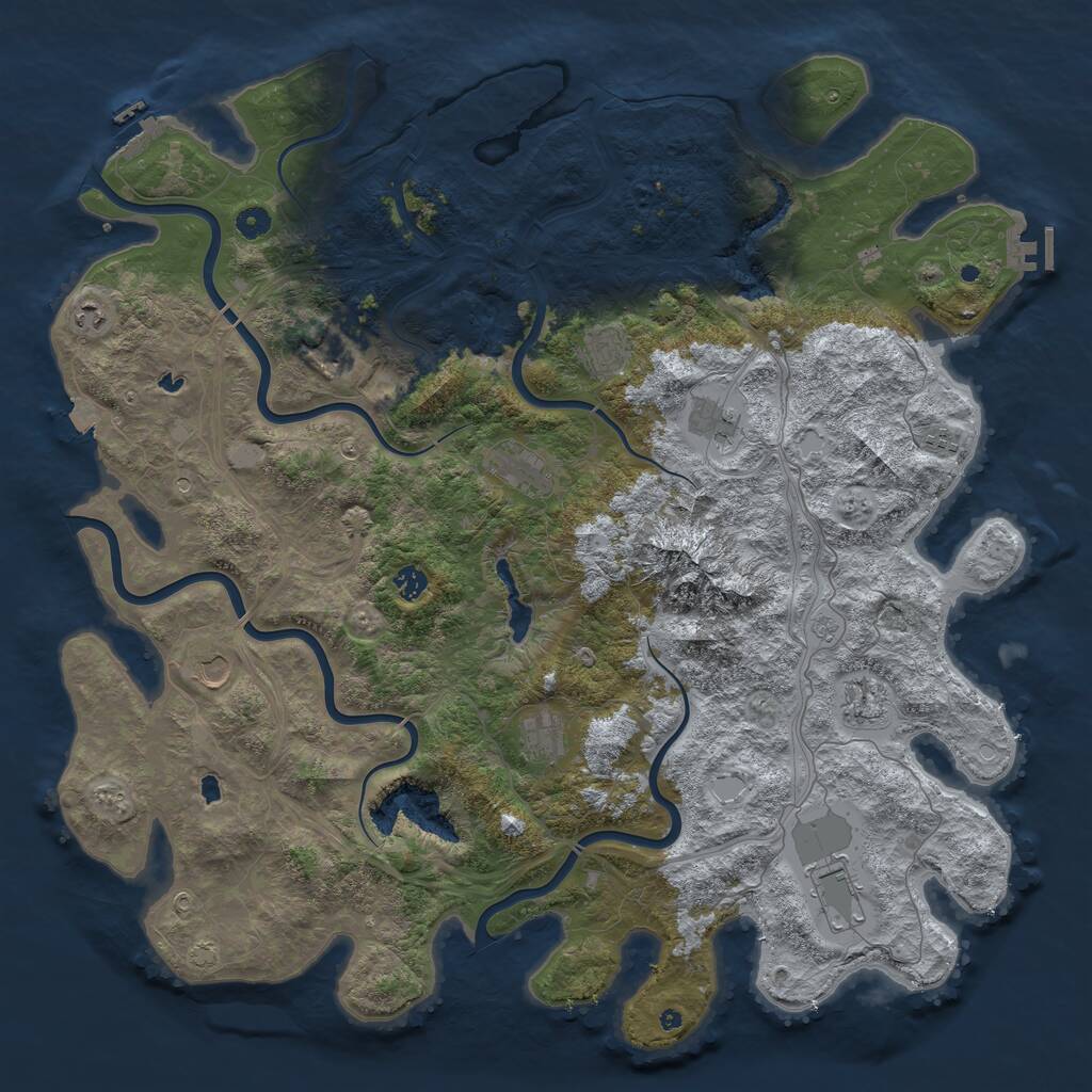 Rust Map: Procedural Map, Size: 5000, Seed: 1704976766, 17 Monuments