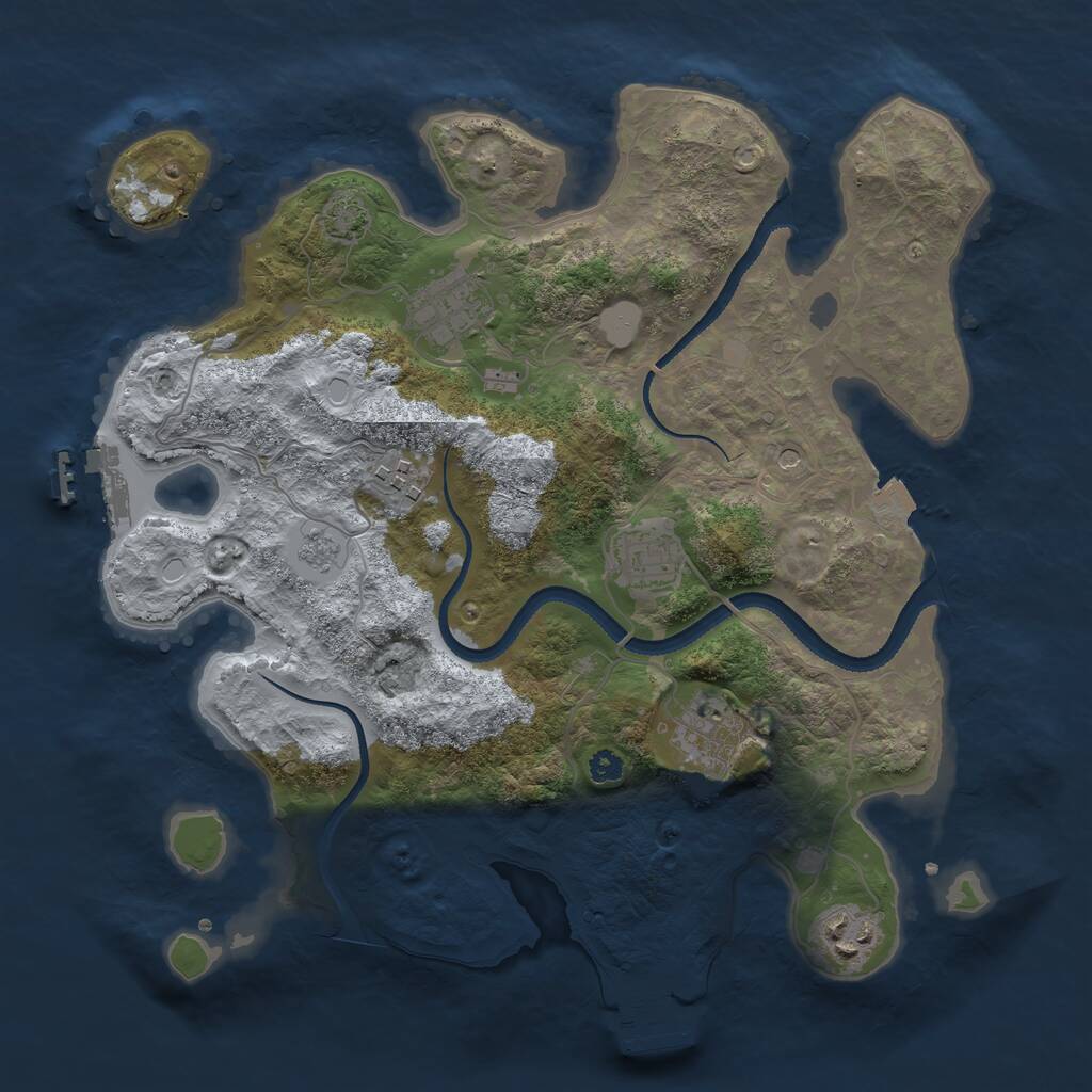 Rust Map: Procedural Map, Size: 3250, Seed: 554632572, 11 Monuments