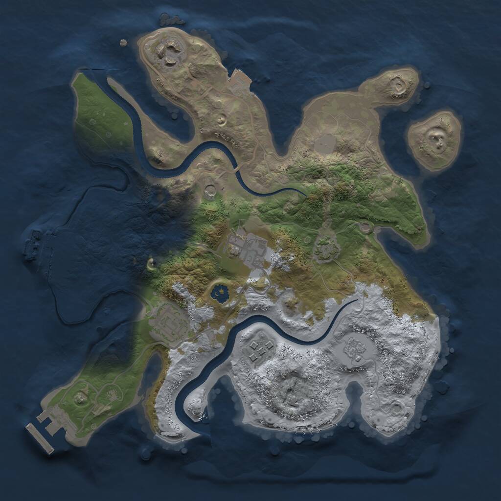 Rust Map: Procedural Map, Size: 2750, Seed: 644124, 10 Monuments