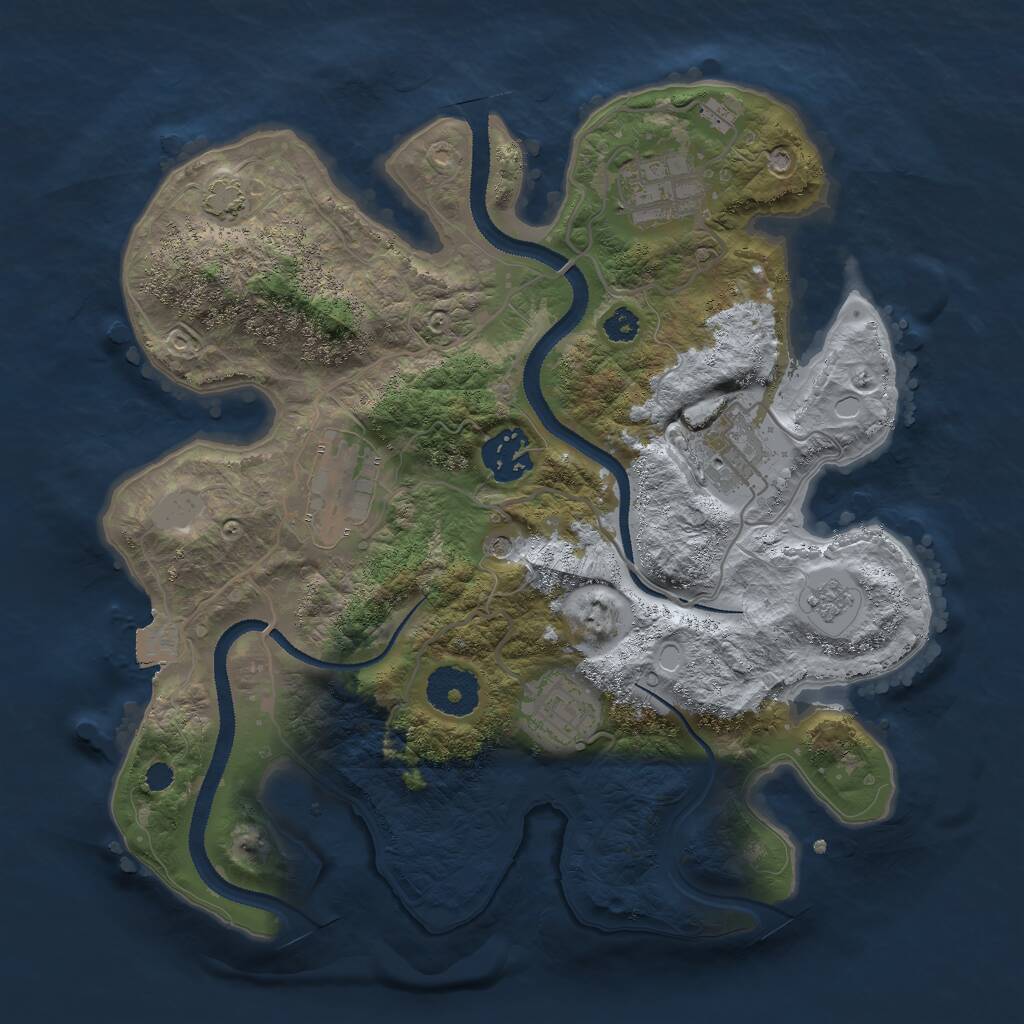 Rust Map: Procedural Map, Size: 3000, Seed: 52962, 9 Monuments