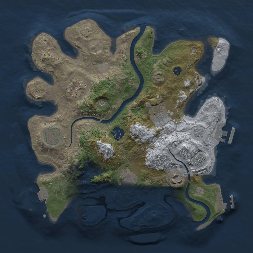 Rust Map: Procedural Map, Size: 3000, Seed: 825353813, 13 Monuments