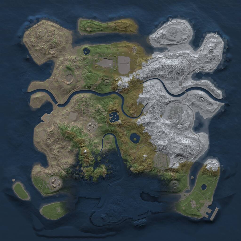 Rust Map: Procedural Map, Size: 3500, Seed: 308305156, 13 Monuments