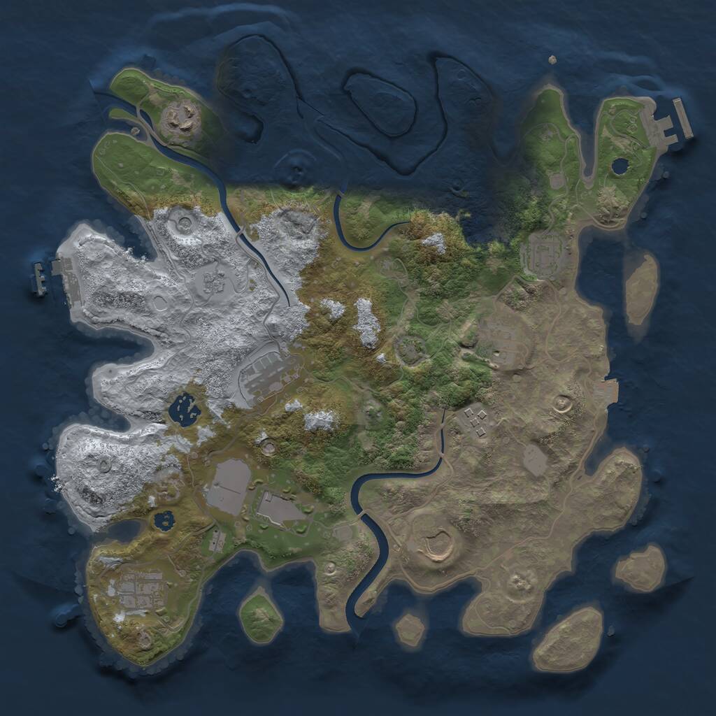 Rust Map: Procedural Map, Size: 3500, Seed: 1721238594, 15 Monuments