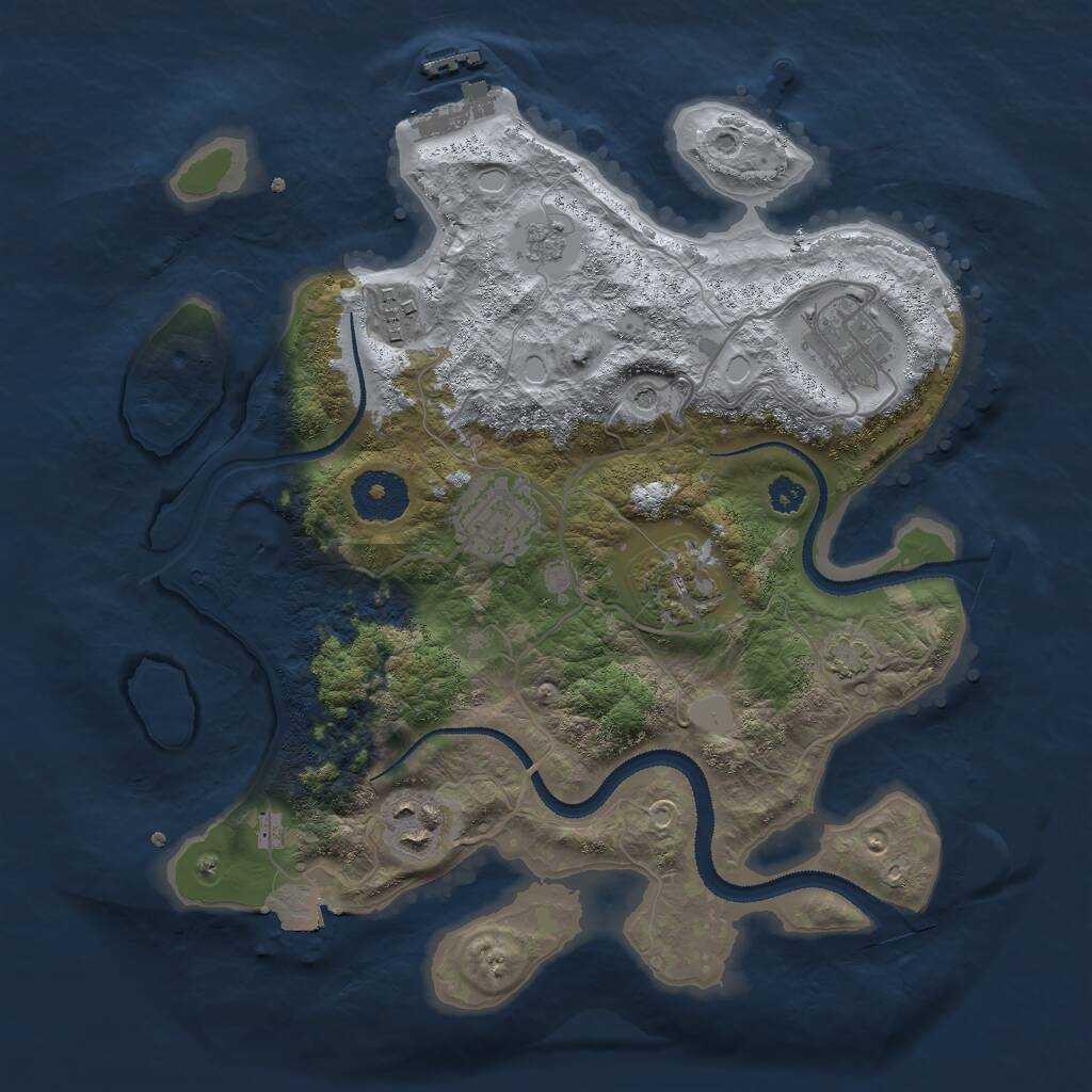 Rust Map: Procedural Map, Size: 3000, Seed: 49978, 10 Monuments