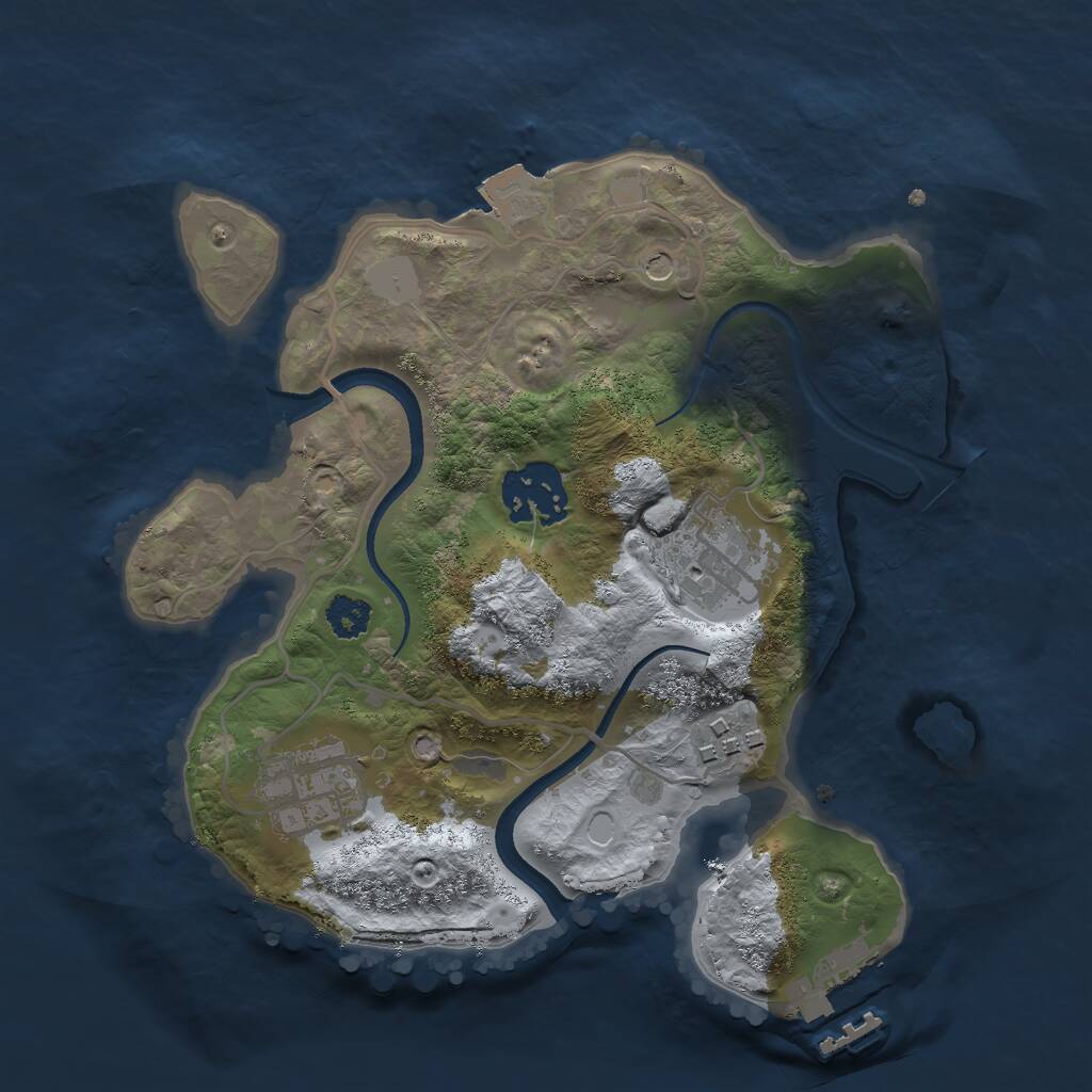 Rust Map: Procedural Map, Size: 2500, Seed: 901809253, 7 Monuments