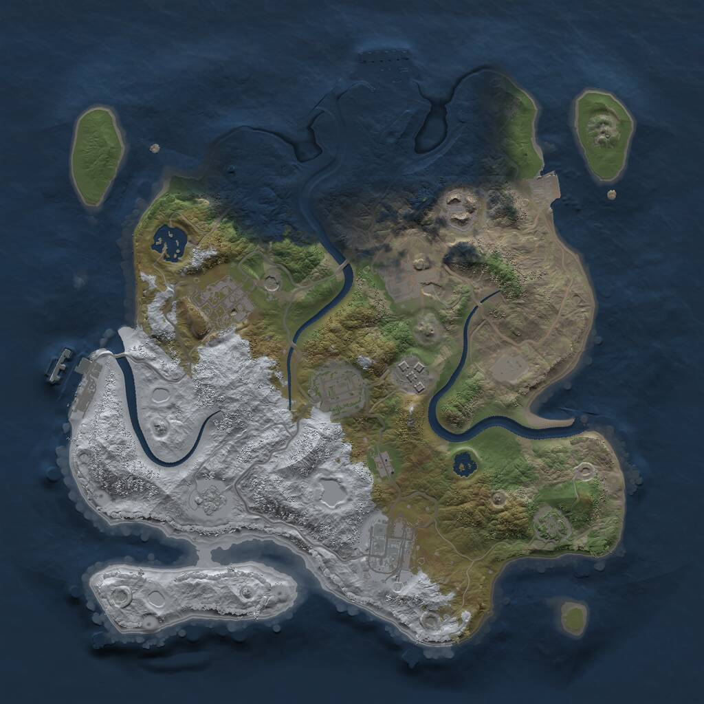Rust Map: Procedural Map, Size: 3000, Seed: 91654, 13 Monuments