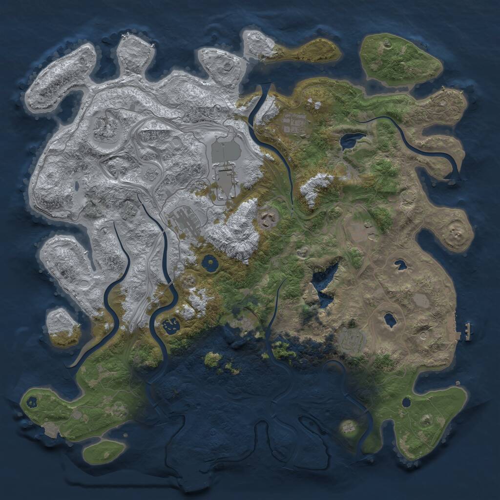 Rust Map: Procedural Map, Size: 4500, Seed: 936208928, 16 Monuments