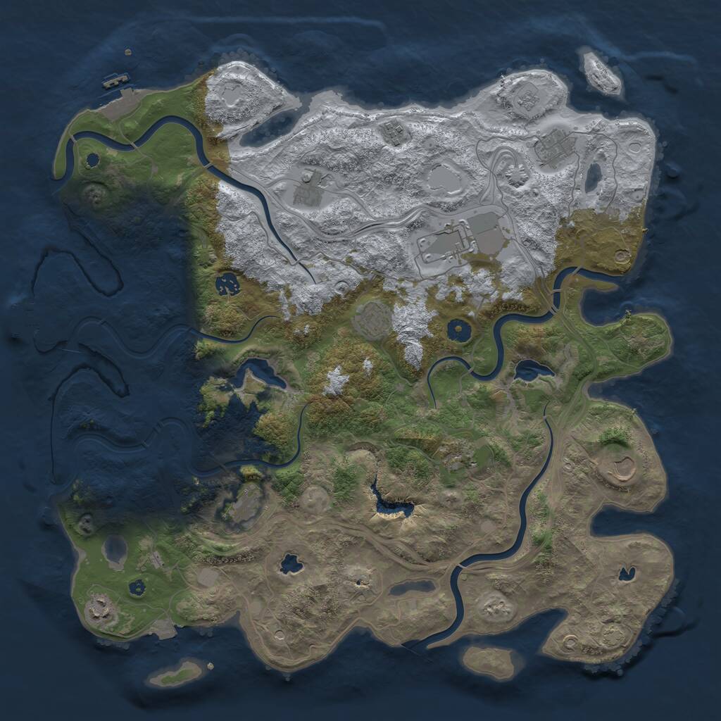 Rust Map: Procedural Map, Size: 4500, Seed: 844370, 16 Monuments