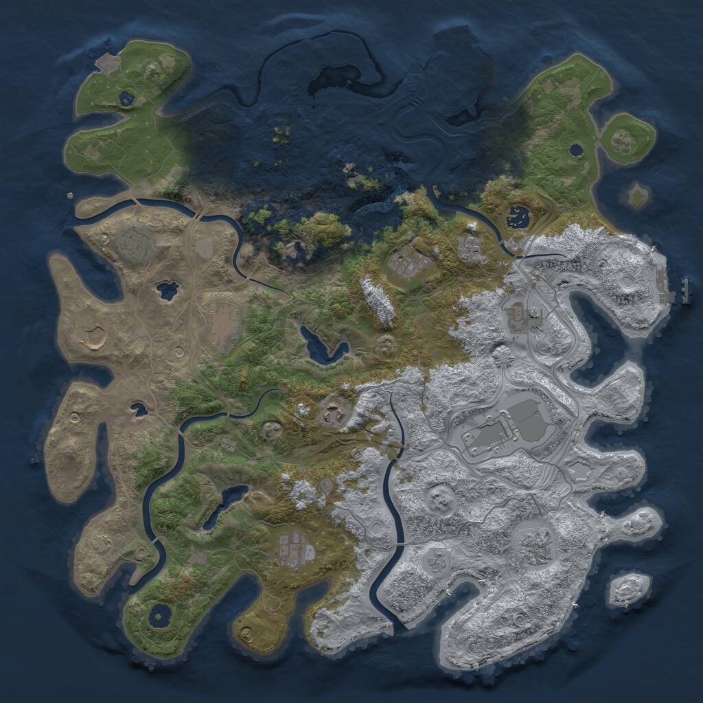 Rust Map: Procedural Map, Size: 4500, Seed: 828731545, 17 Monuments