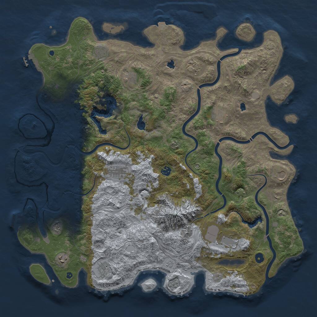 Rust Map: Procedural Map, Size: 5000, Seed: 203123, 17 Monuments