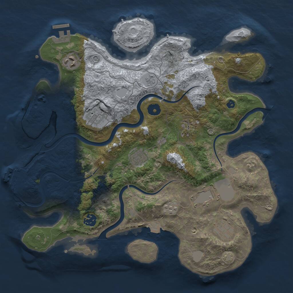 Rust Map: Procedural Map, Size: 3500, Seed: 1383079655, 14 Monuments
