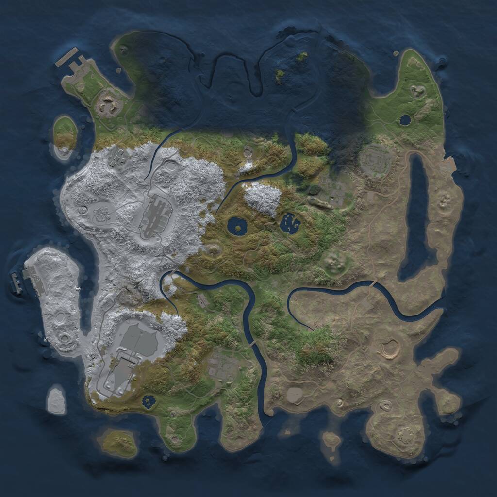 Rust Map: Procedural Map, Size: 3750, Seed: 643948575, 15 Monuments