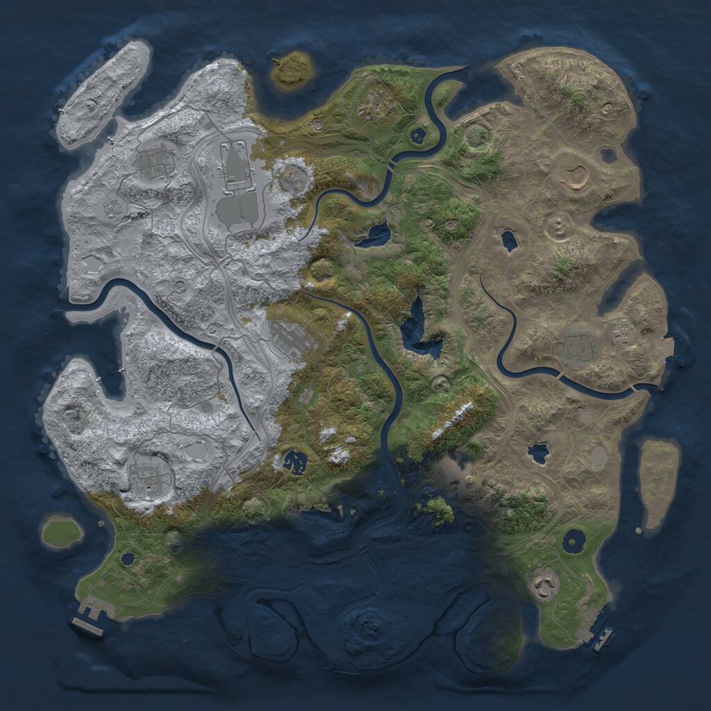 Rust Map: Procedural Map, Size: 4500, Seed: 1899641842, 17 Monuments