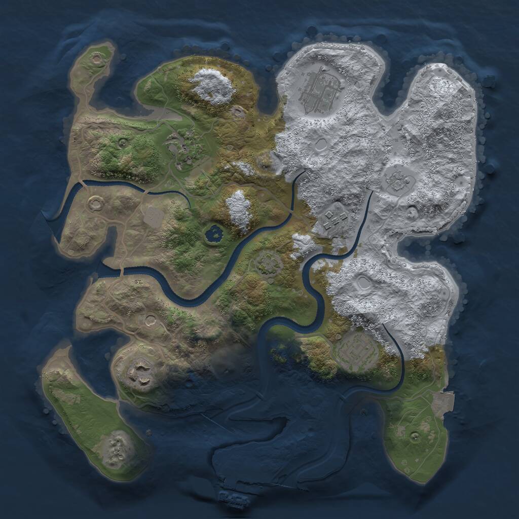 Rust Map: Procedural Map, Size: 3000, Seed: 91145366, 10 Monuments