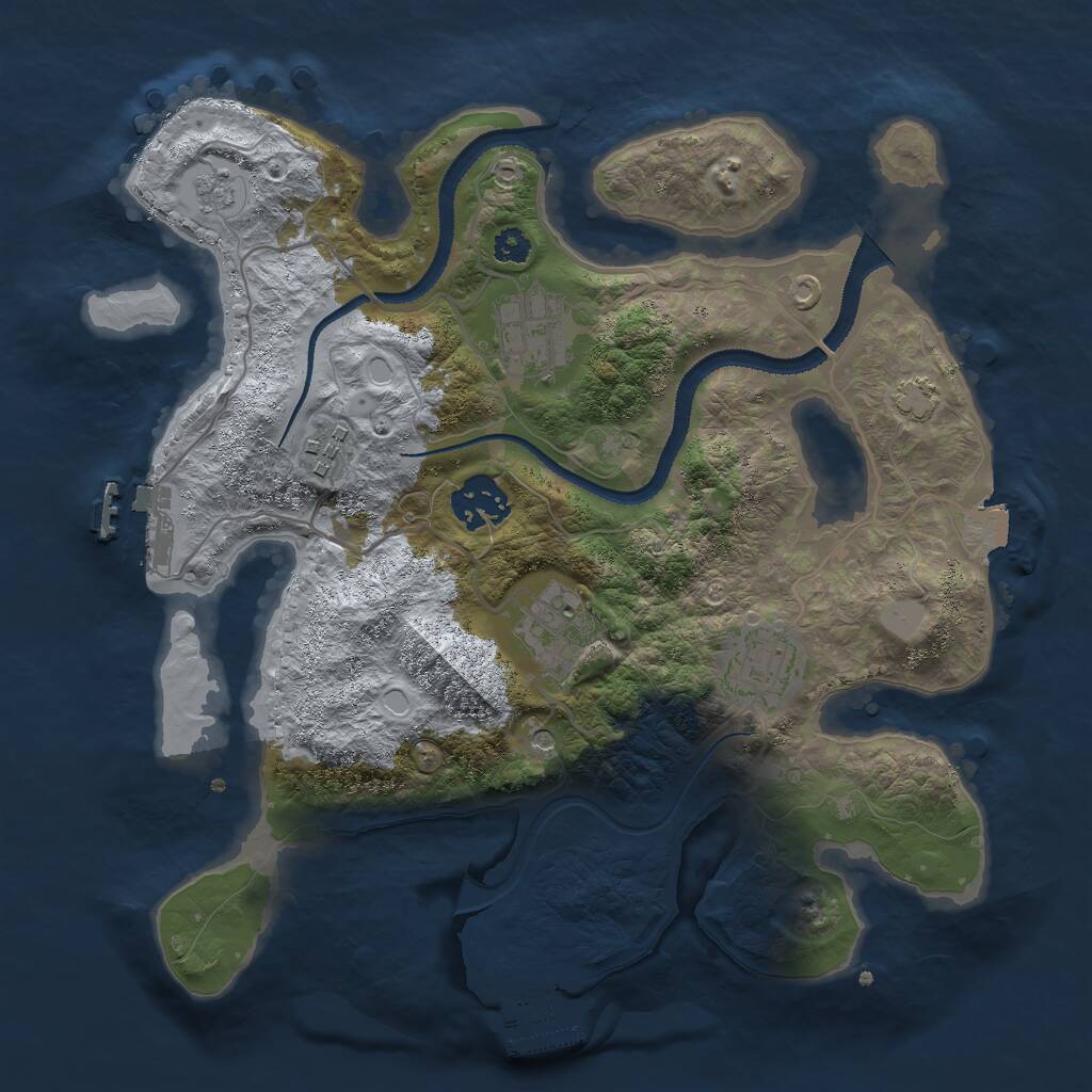 Rust Map: Procedural Map, Size: 3000, Seed: 1880496436, 11 Monuments