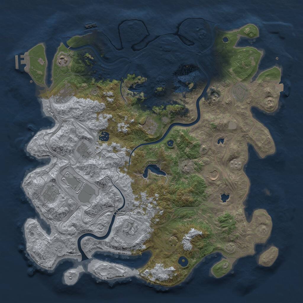 Rust Map: Procedural Map, Size: 4500, Seed: 1965380928, 17 Monuments