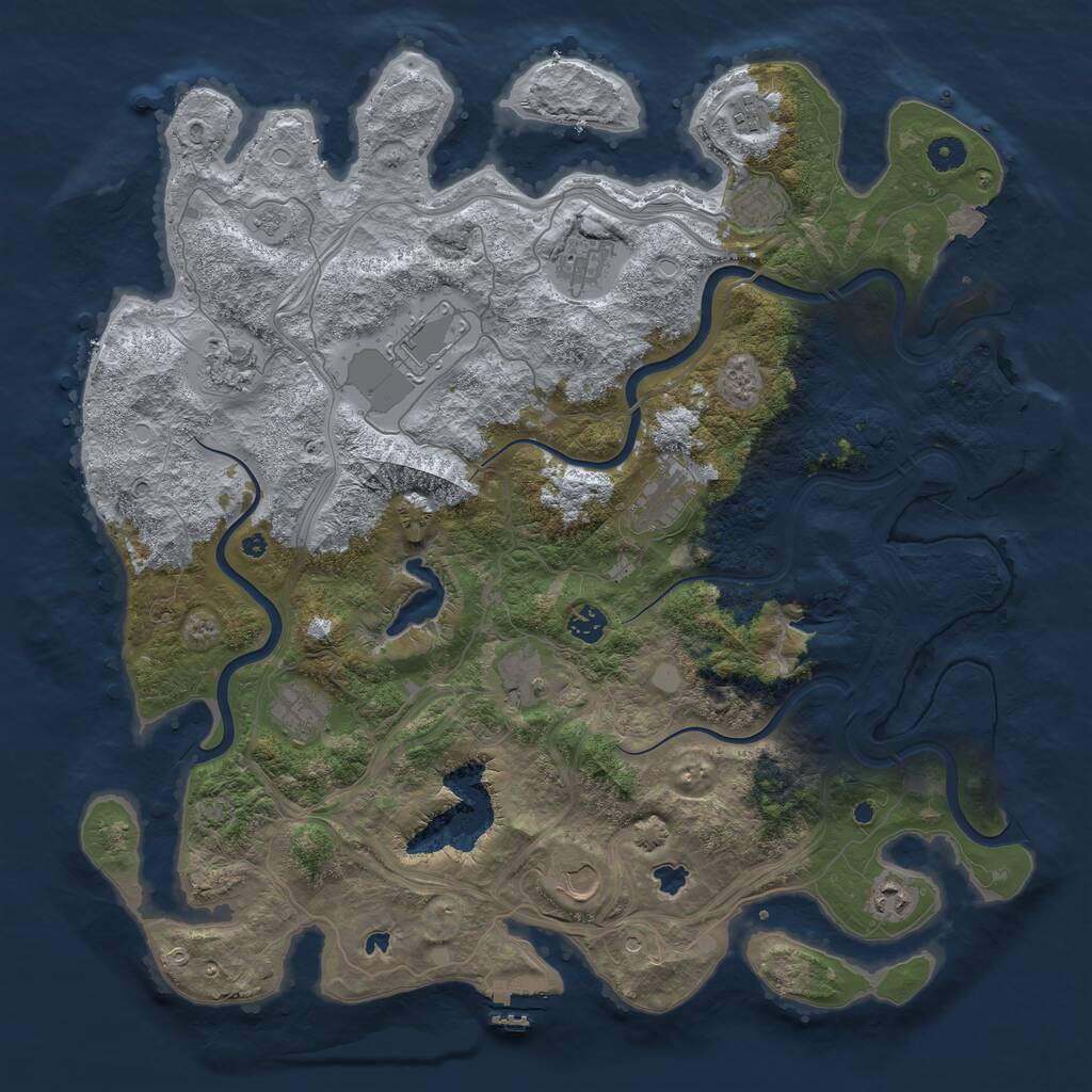 Rust Map: Procedural Map, Size: 4500, Seed: 818443847, 17 Monuments